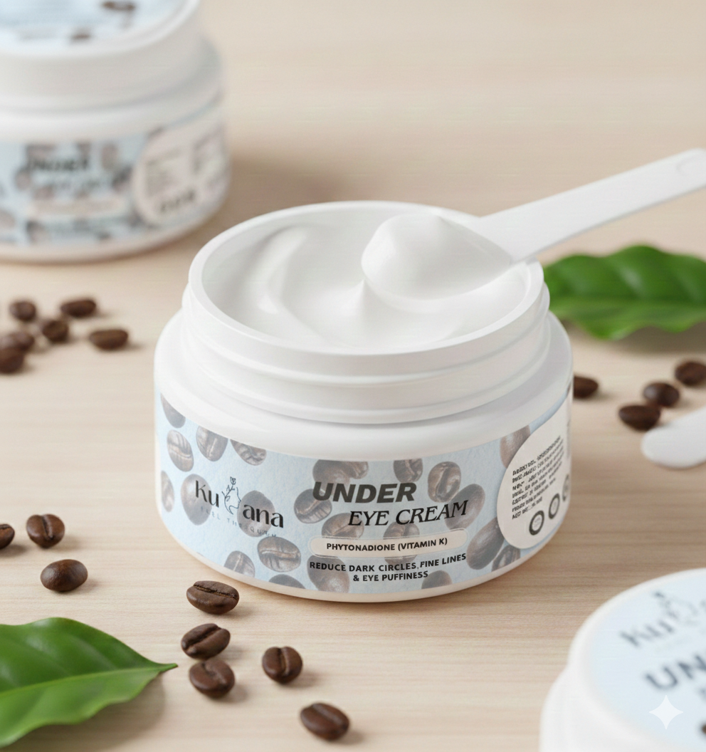 Kuvana Under Eye Cream with Vitamin K & Niacinamide - Reduces Dark Circles Puffiness Fine Lines Brightening Eye Treatment